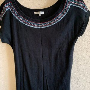 Karma Blue Womens size XL Black Tshirt with Embroidered Design